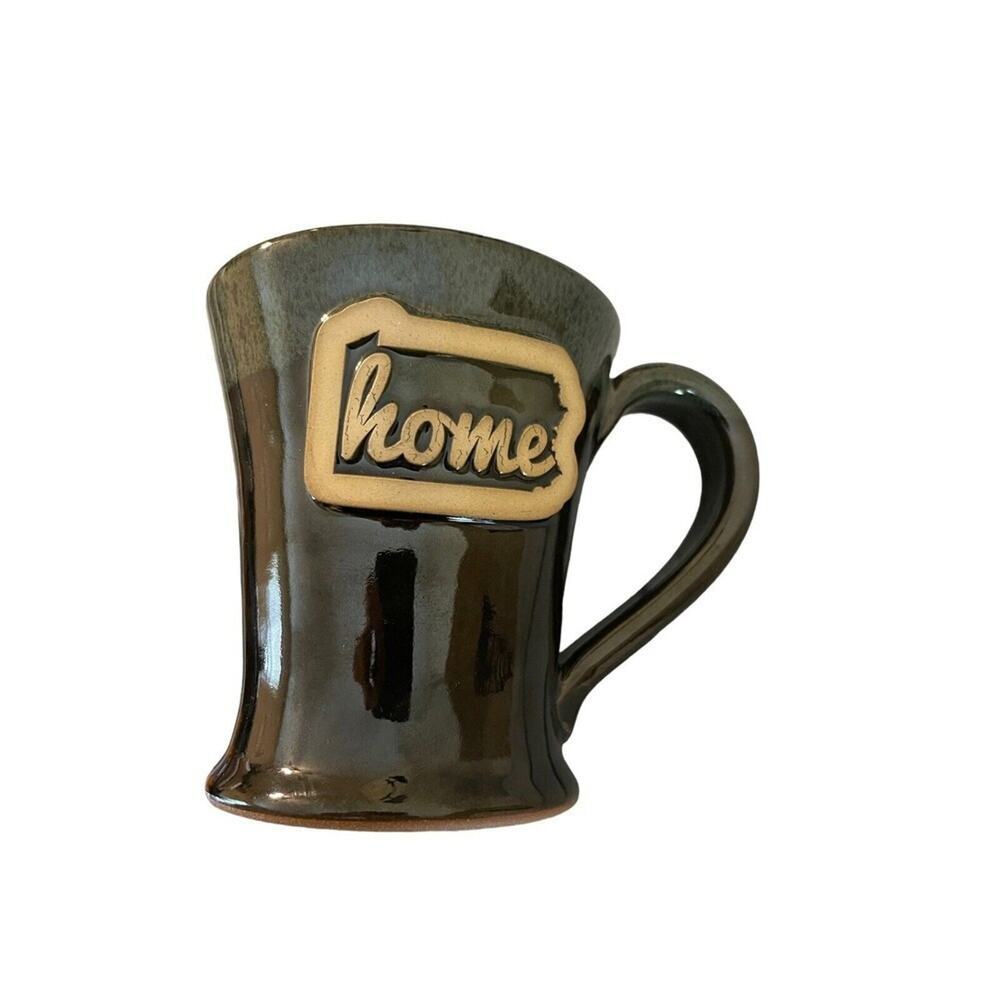 Pennsylvania “HOME” Ceramic Dark Green Stonewear Coffee Mug EUC Made in USA